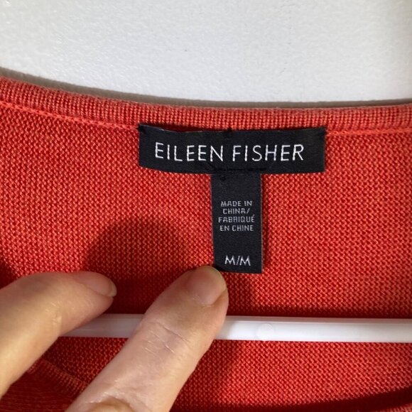 Womens Eileen Fisher Silk Blend Sweater Crew Neck Orange M Tencel Silk - Picture 5 of 7